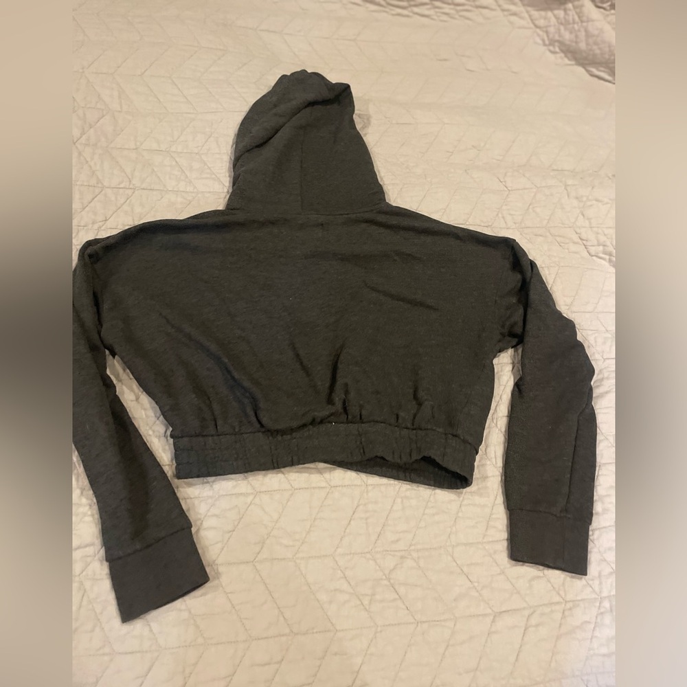 Women's Gray Cropped Hoodie Sweatshirt size women’s L - Picture 5 of 6